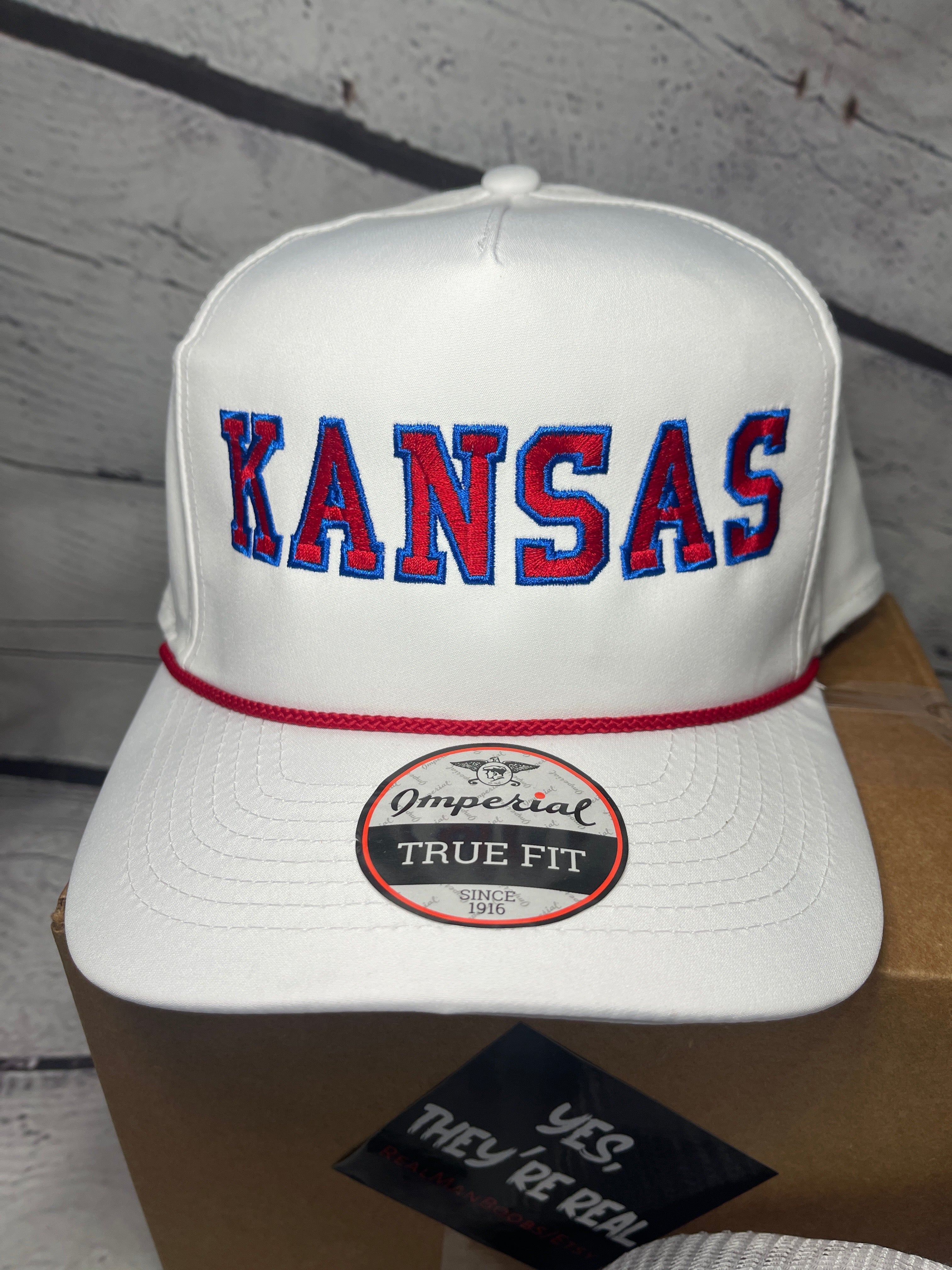 State of Kansas Imperial Golf Hat White with Red Rope