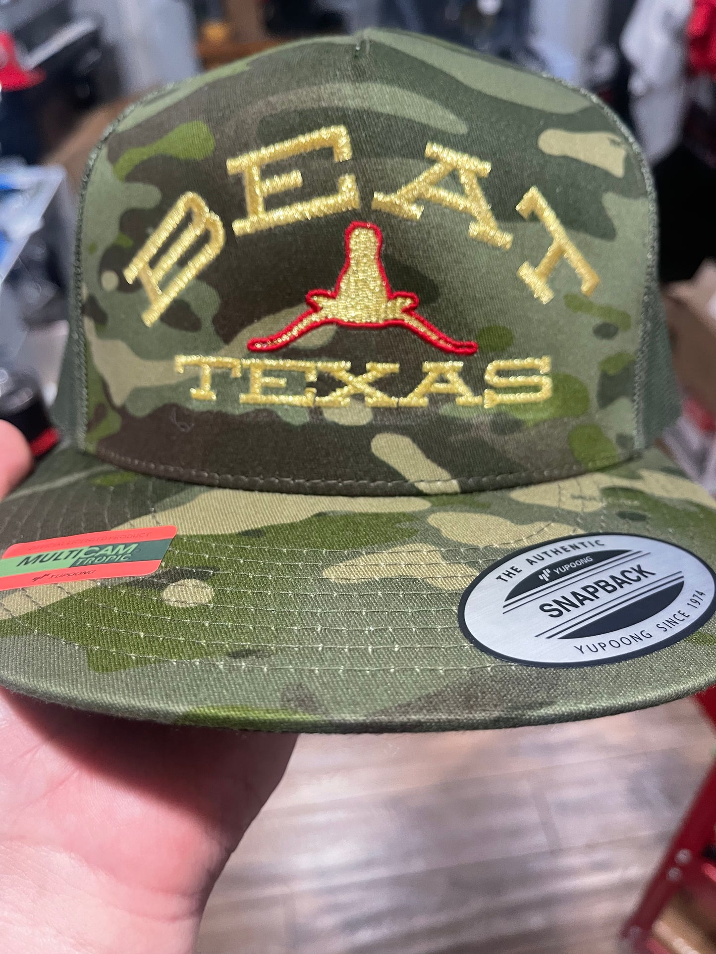 Beat Texas Gold Series Yupoong classic horns down flat bill SnapBack