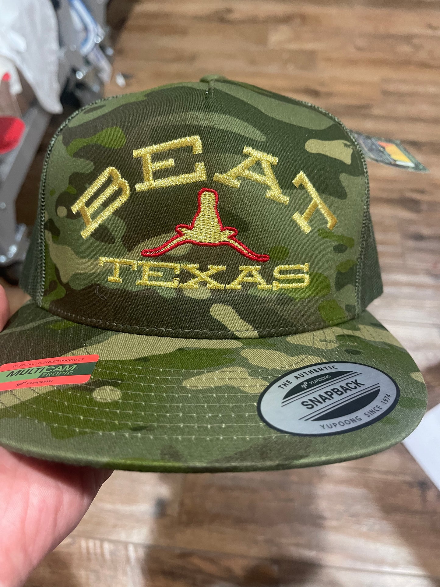 Beat Texas Gold Series Yupoong classic horns down flat bill SnapBack